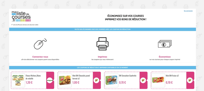 Capture site de coupons de réduction Ma Liste de Courses