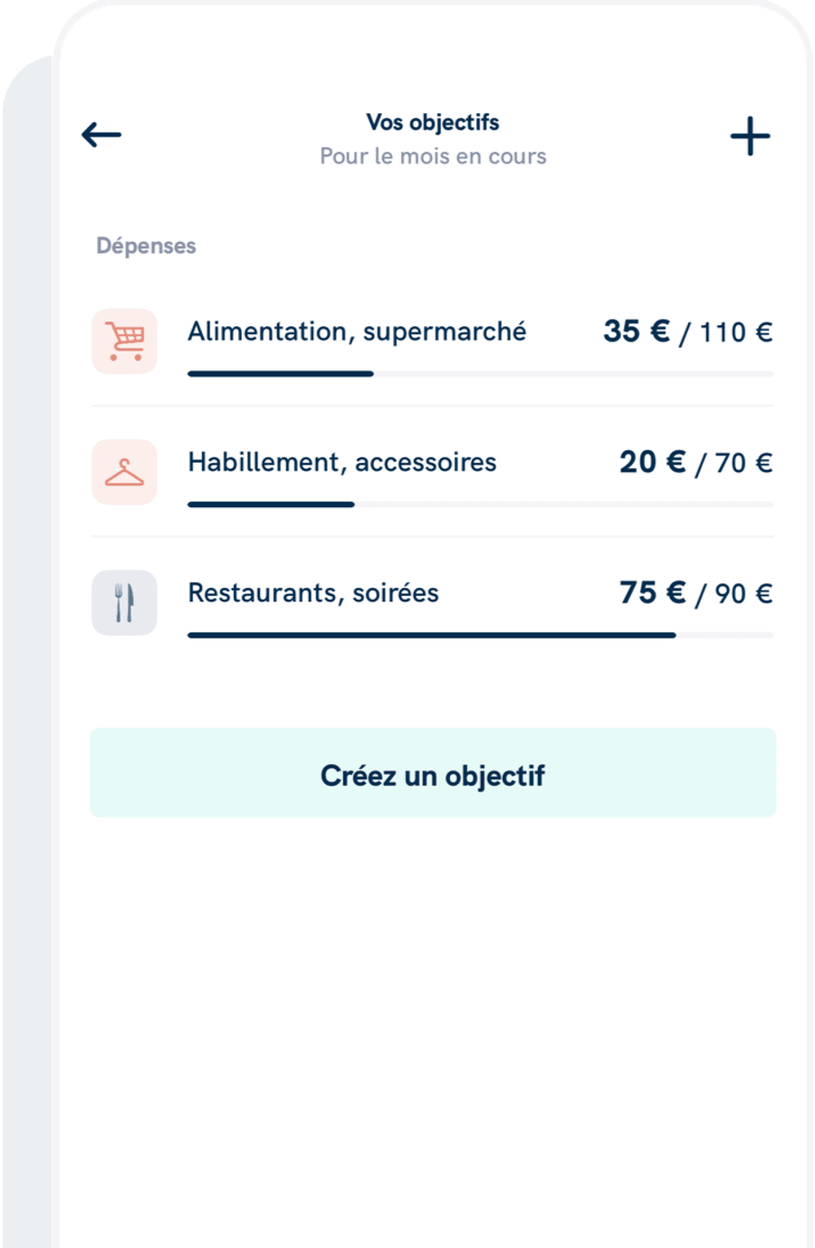 Capture écran objectifs Linxo