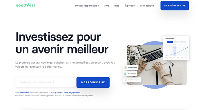 Screenshot site internet Goodvest