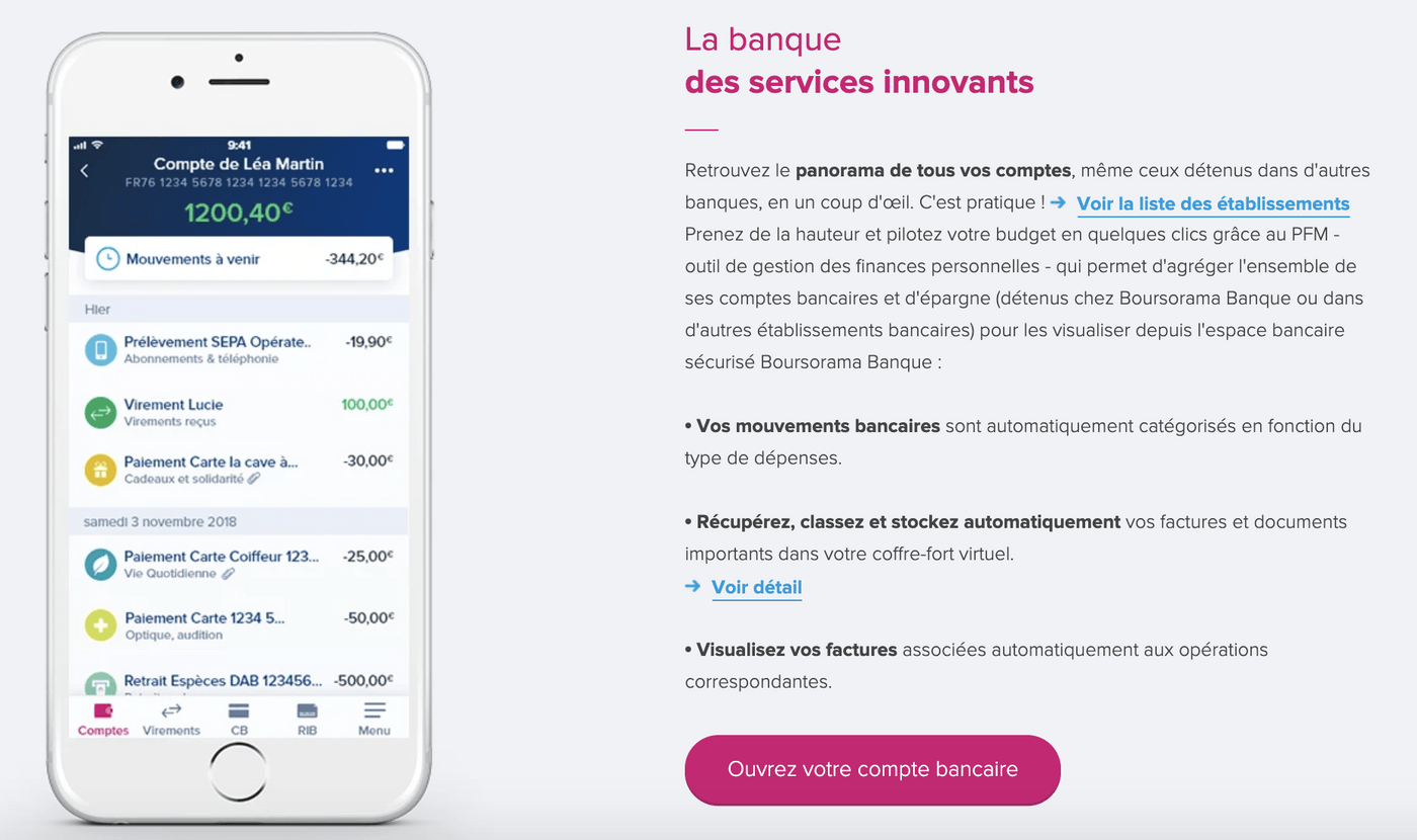Screenshot application Boursorama Banque
