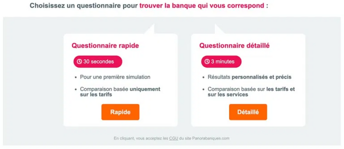 Capture d'écran questionnaire Panorabanques