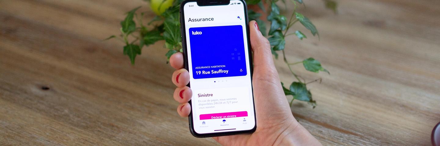 Interface mobile de l'application de l'assurance Luko