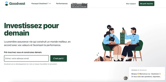 Screenshot site internet Goodvest