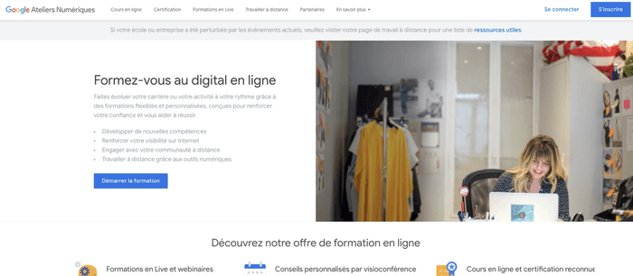 Capture d'écran MOOC Google