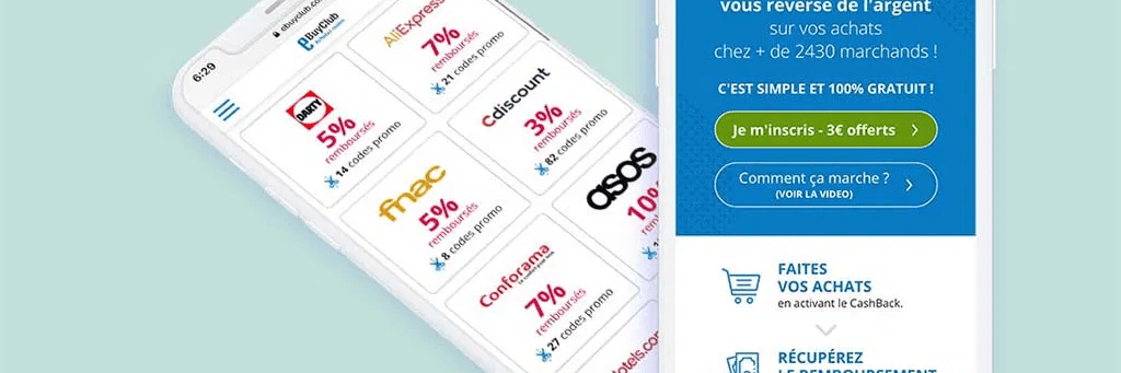 Application eBuyClub dans un iPhone