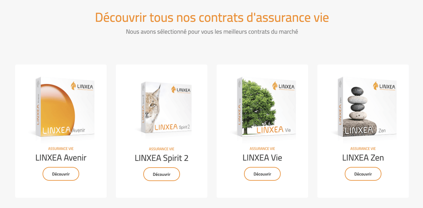 Screenshot contrats assurance vie Linxea