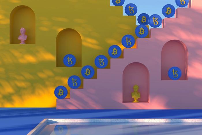 Des cryptos monnaies dans un décor