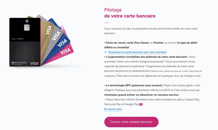 Capture d'écran du site internet de Boursorama Banque