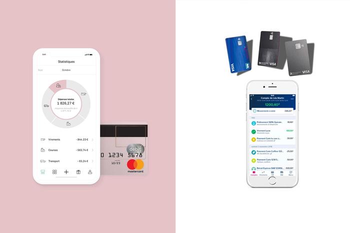 Mockup de N26 et de Boursorama Banque