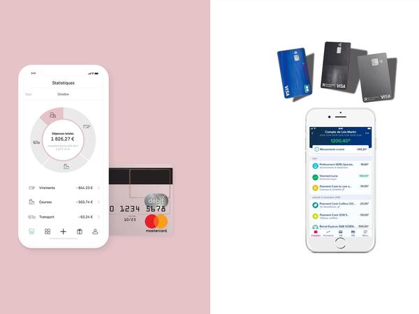 Mockup de N26 et de Boursorama Banque