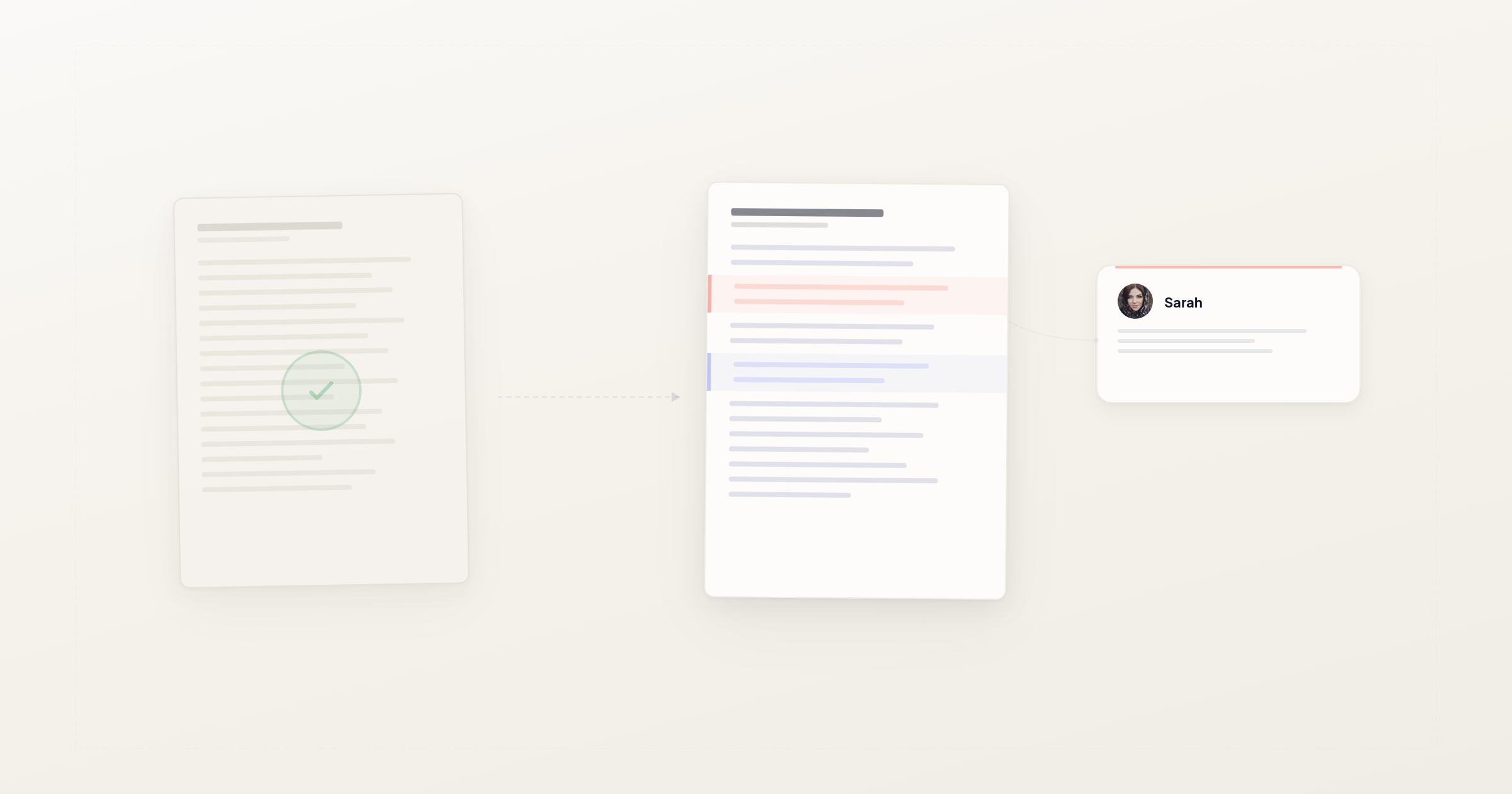 Editor reviewing an AI-generated document with structured annotations
