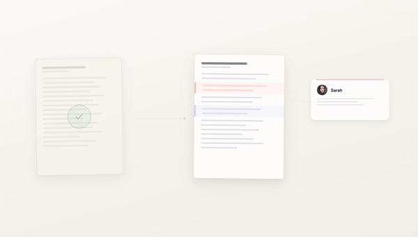 Editor reviewing an AI-generated document with structured annotations
