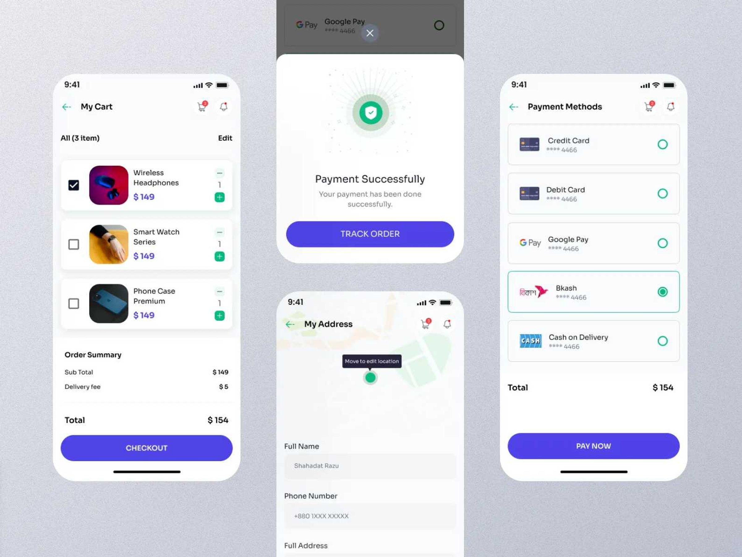 mobile checkout UI