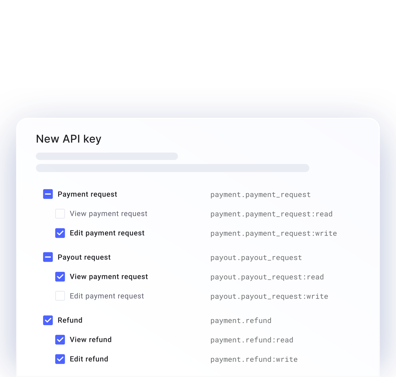 API key settings