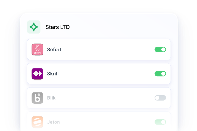 Payment methods per merchant