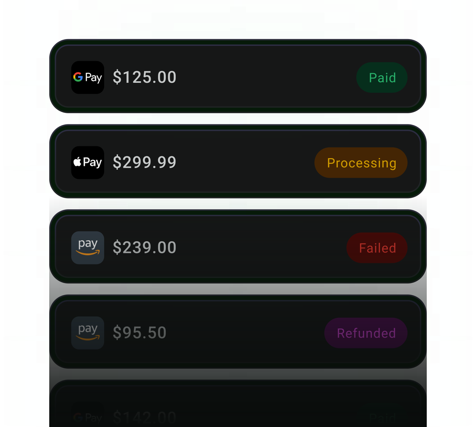 Monitor payment statuses