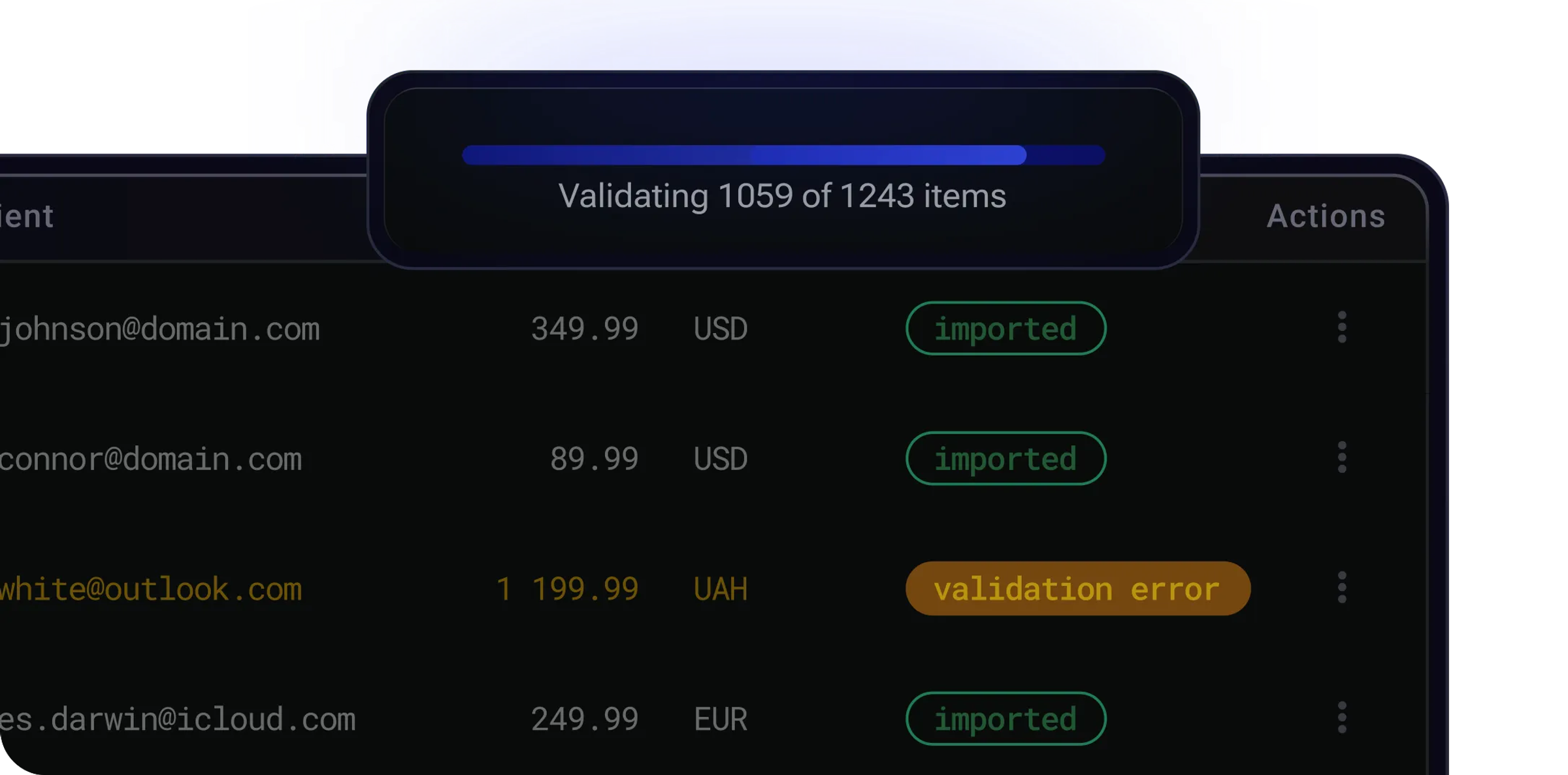 Validation as you upload