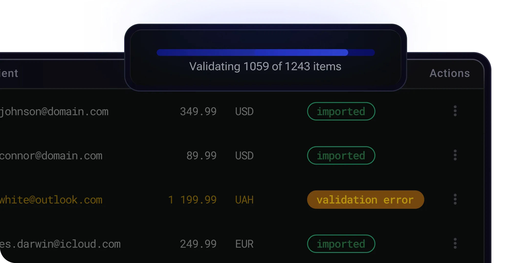 Validation as you upload