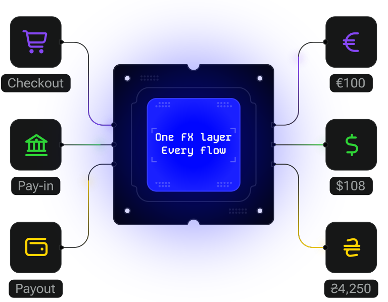One control layer for multi-currency payments, payouts and checkout