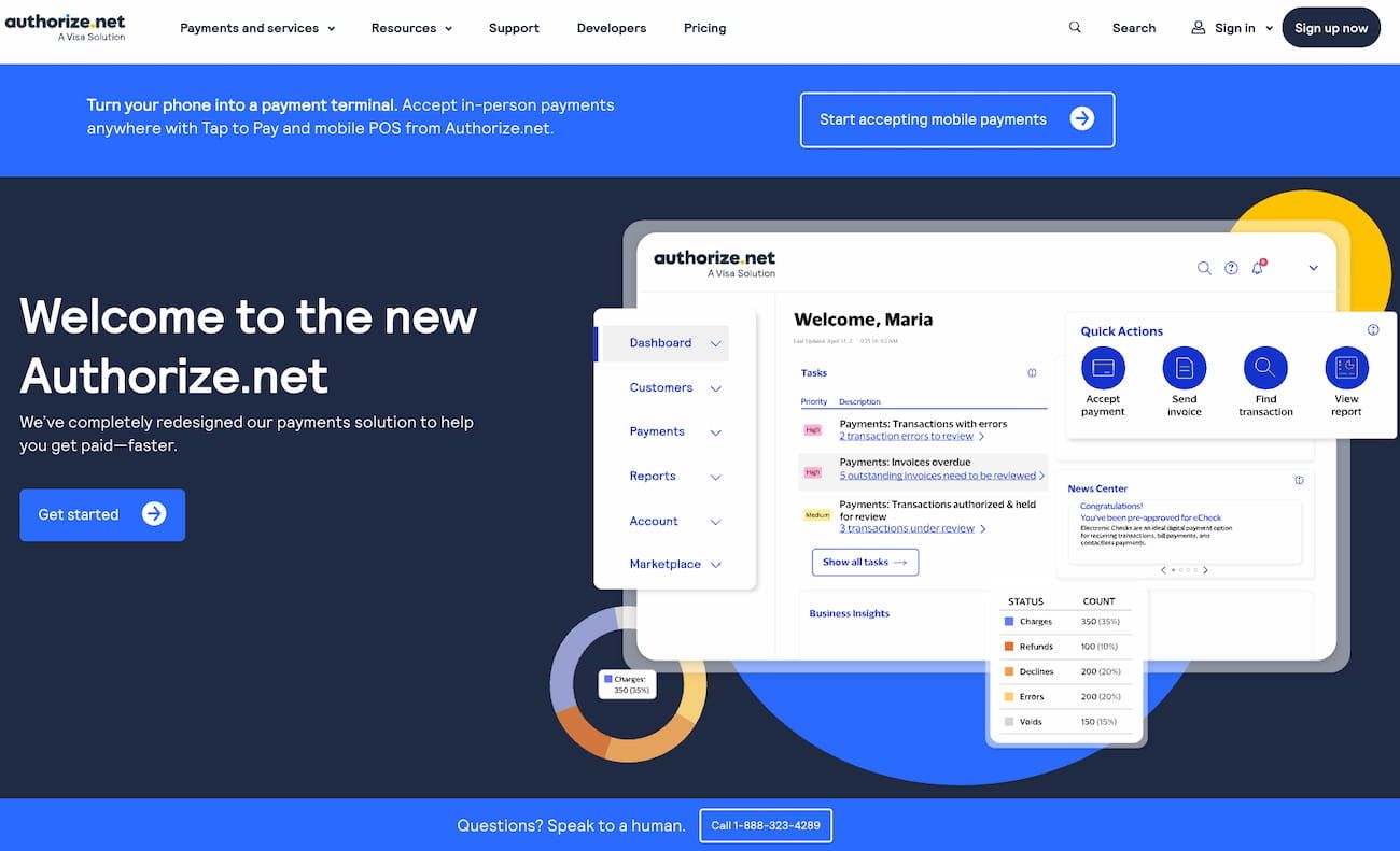 Authorize.net homepage