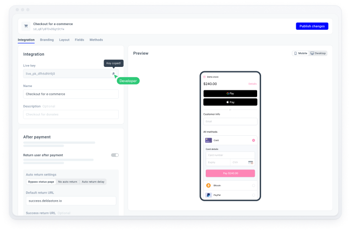 Interface for developers
