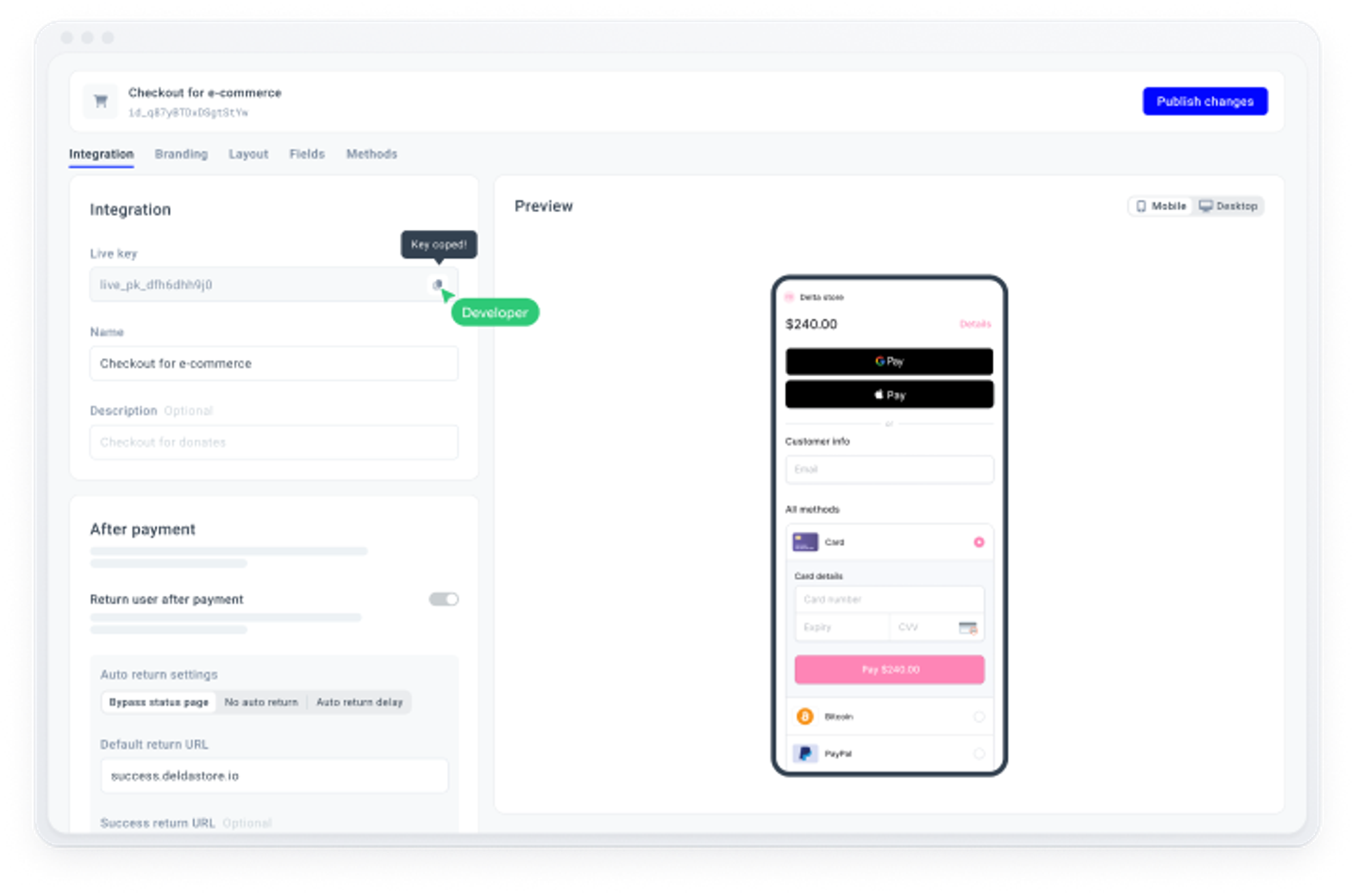 Interface for developers