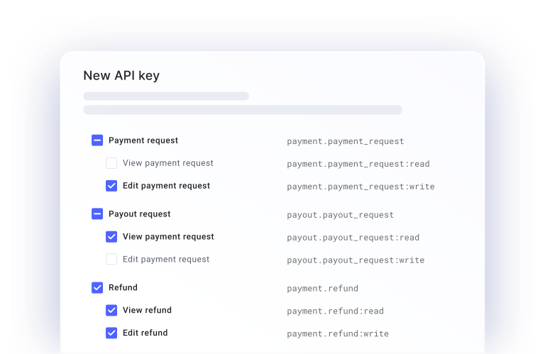 API key settings