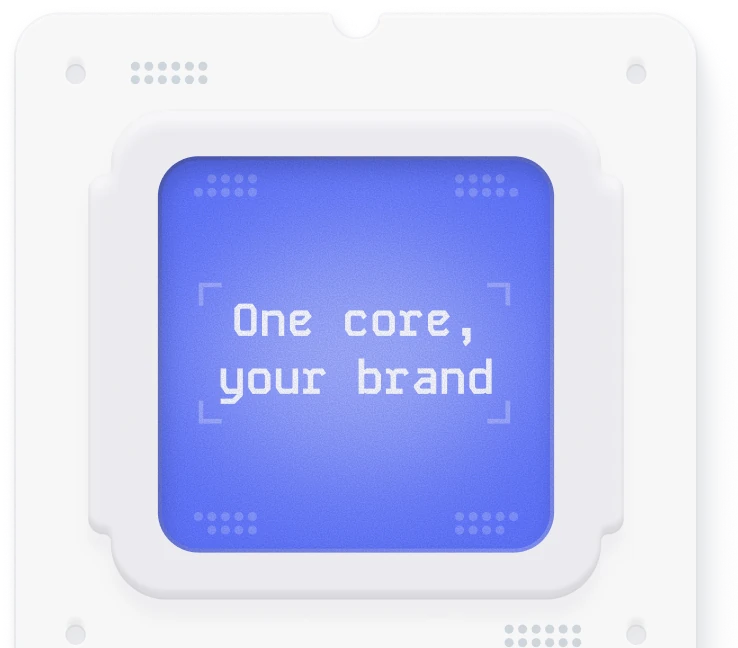 One core, your brand — white-label platform illustration