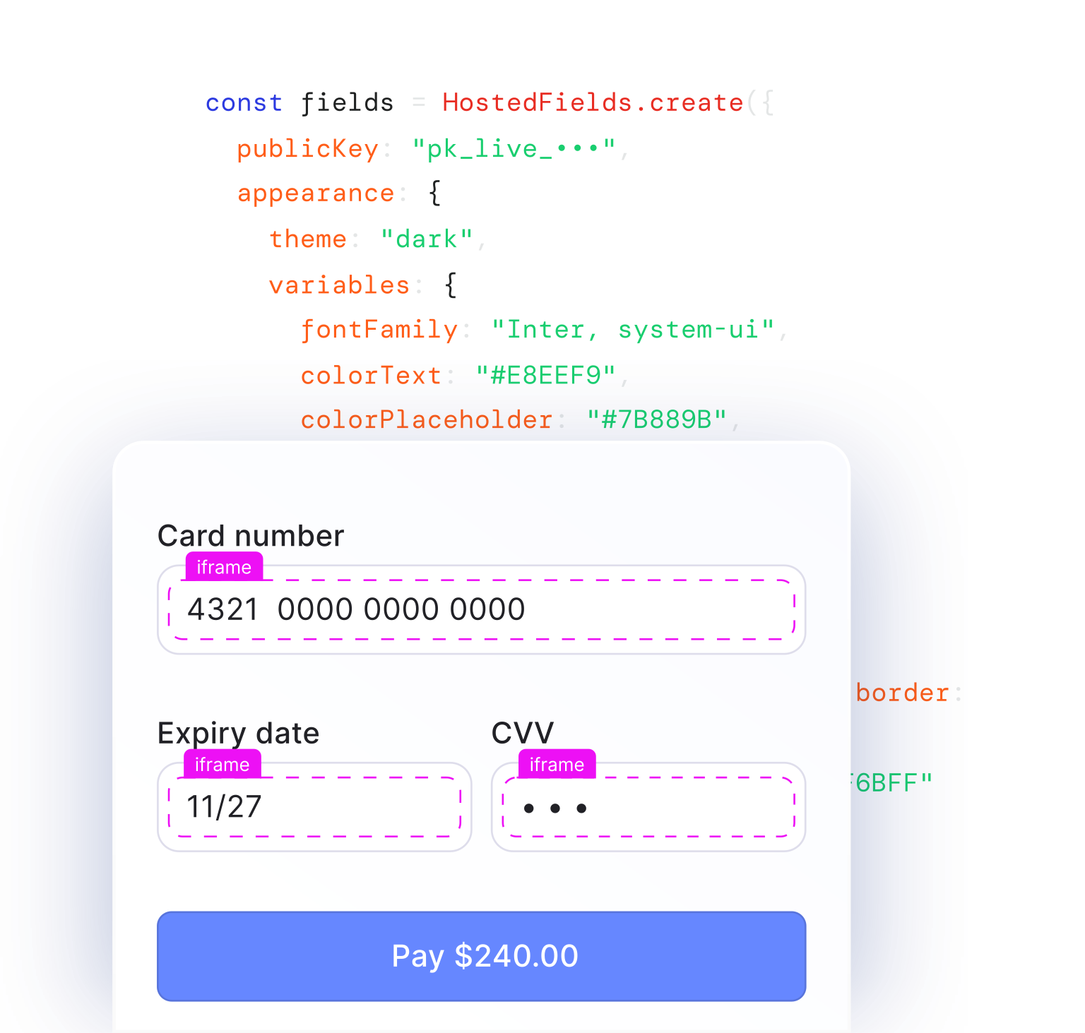 Hosted fields setup