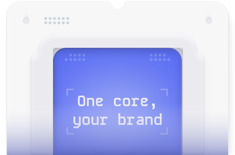 One core, your brand — white-label platform illustration