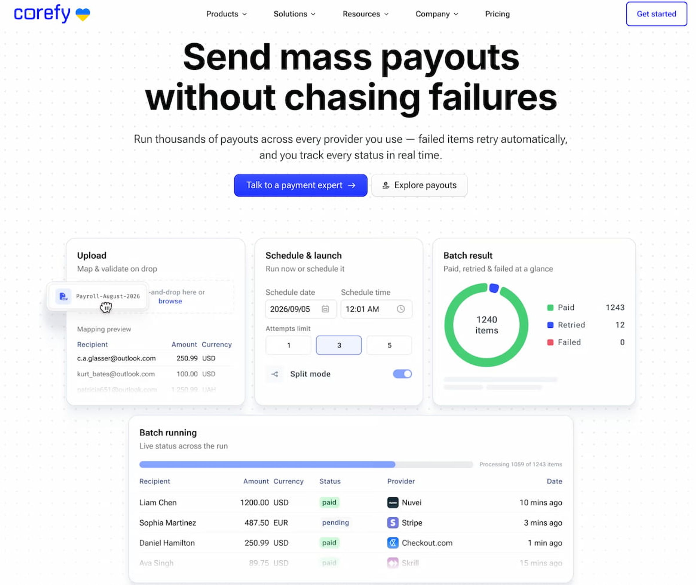Corefy Batch payouts