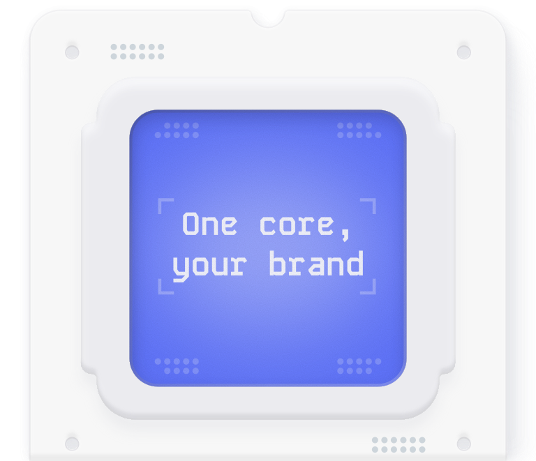 One core, your brand — white-label platform illustration