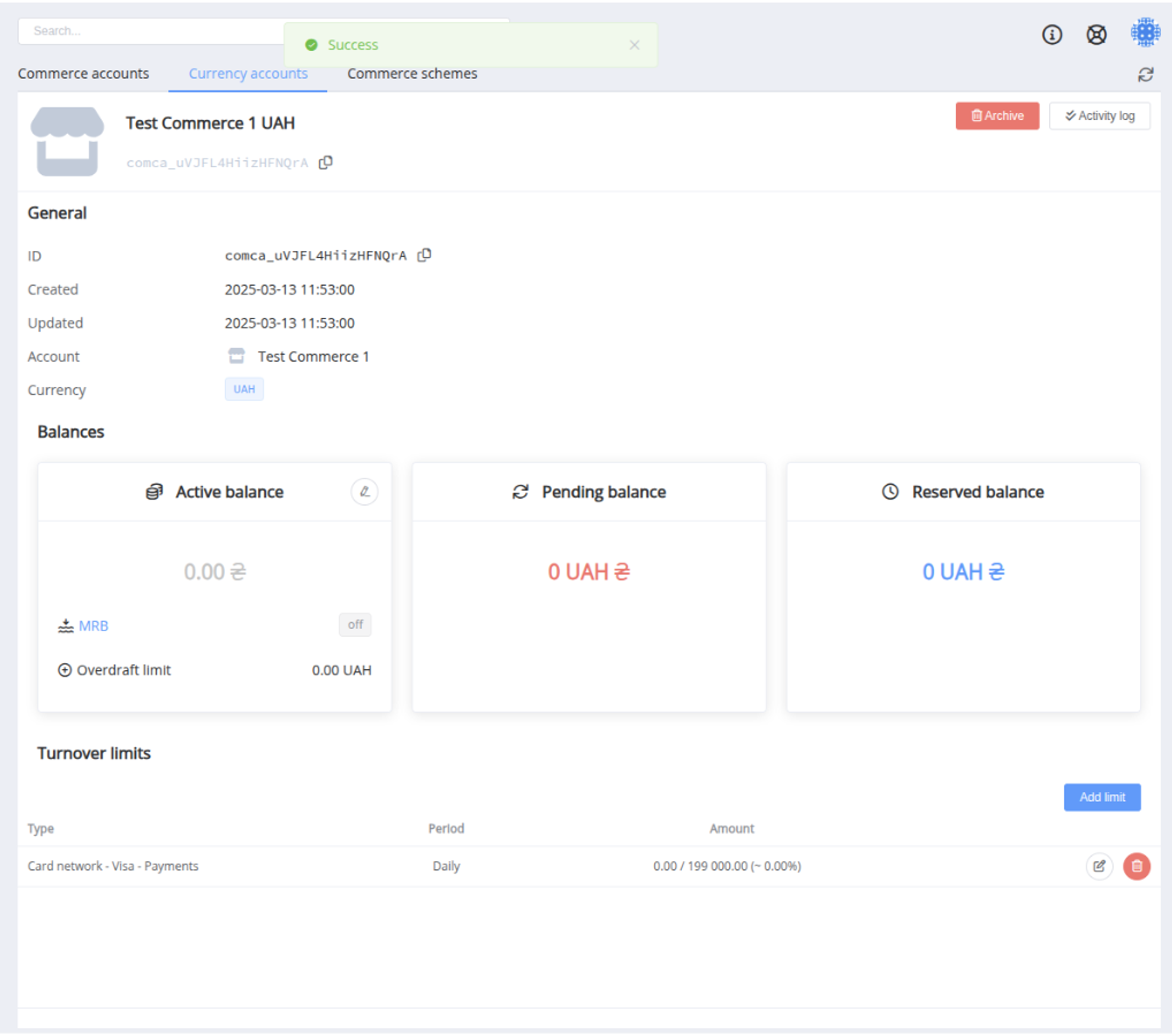 Setting daily, weekly, or monthly turnover limits