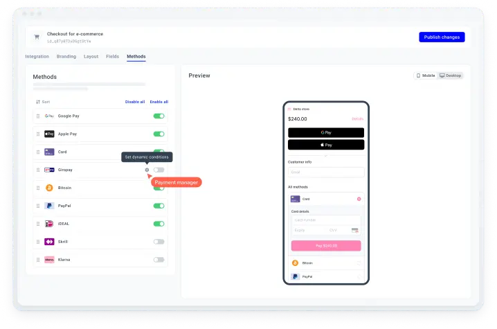 Interface for payment managers