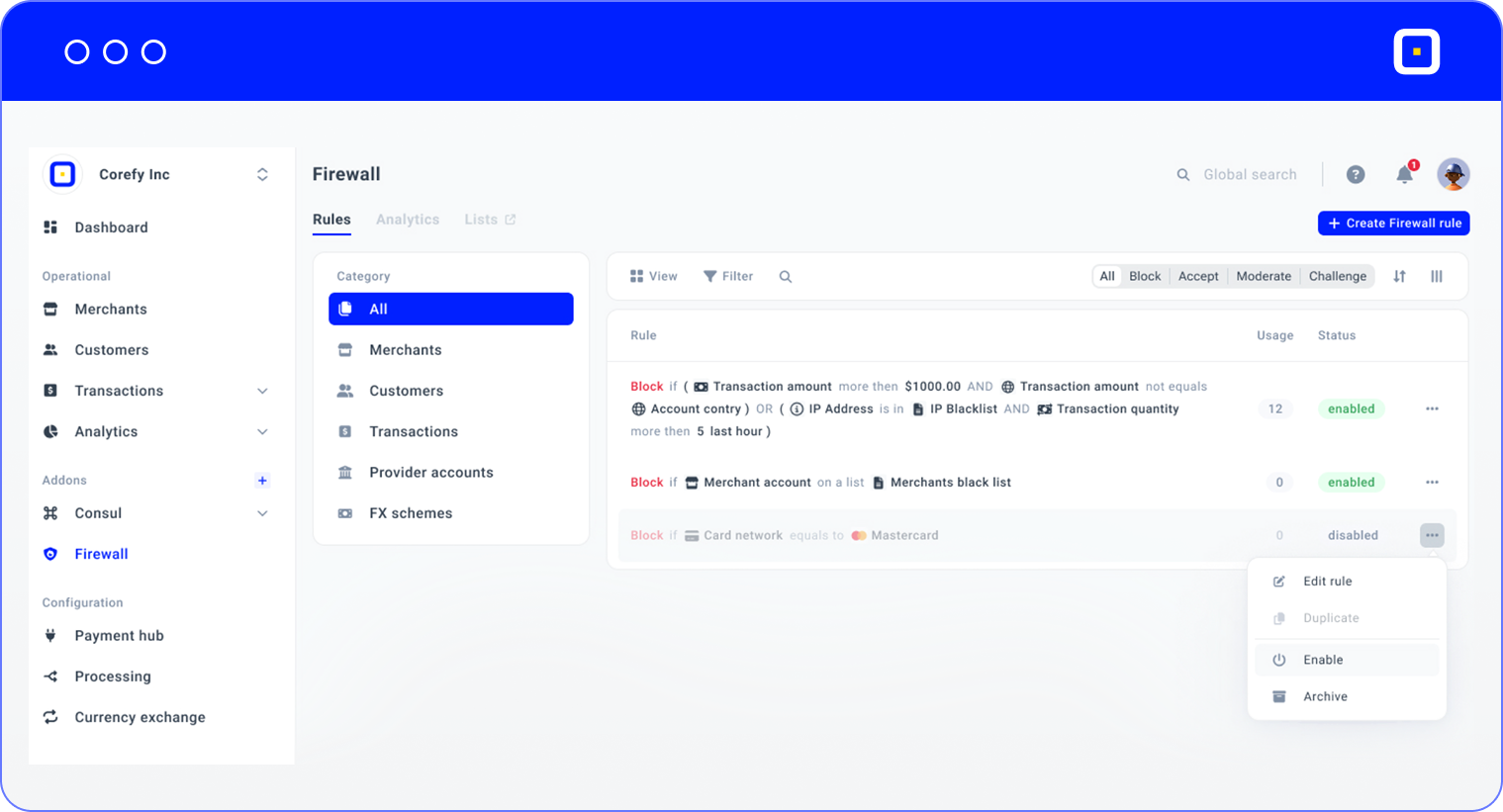 Firewall by Corefy