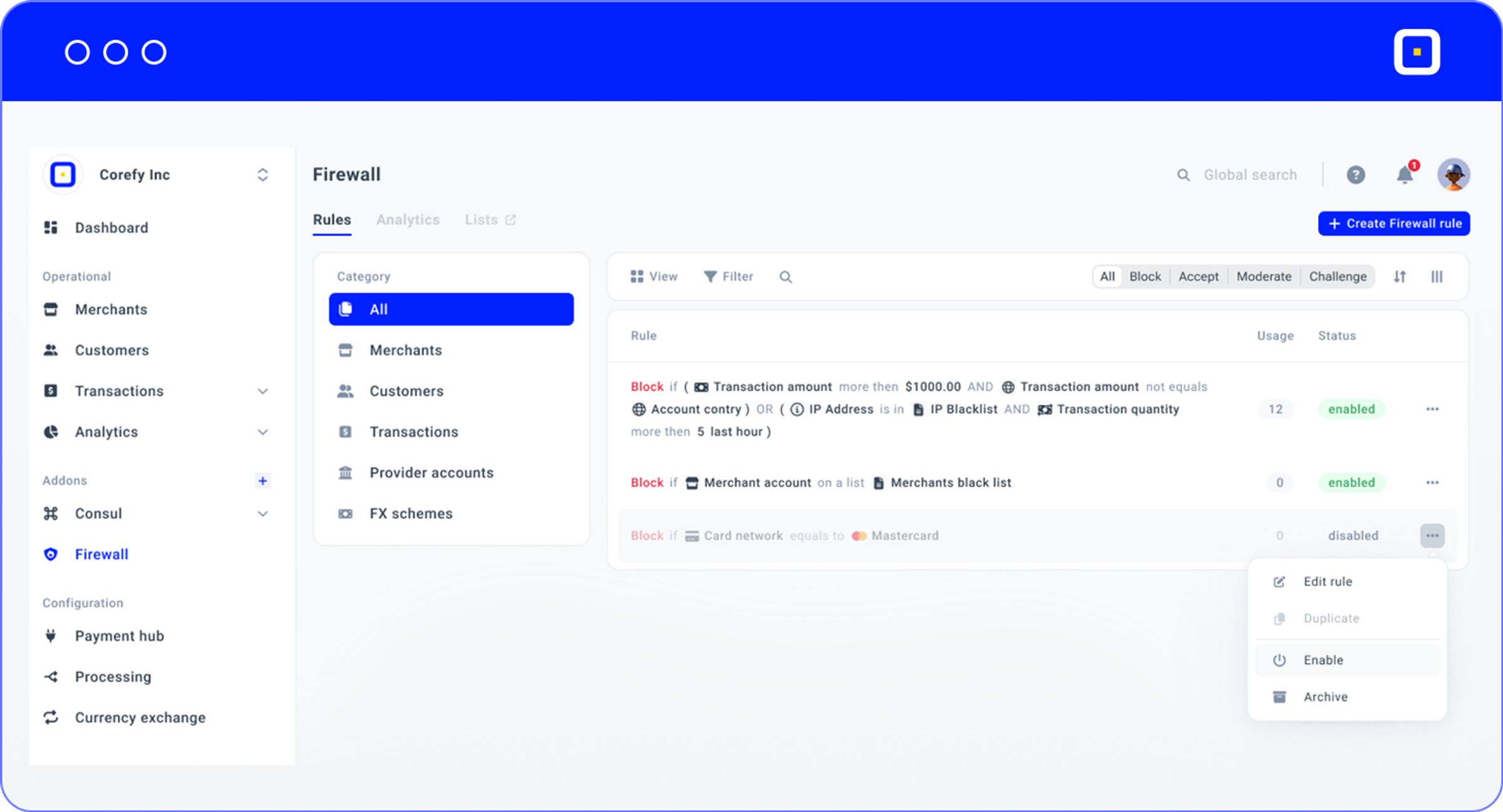 Firewall by Corefy