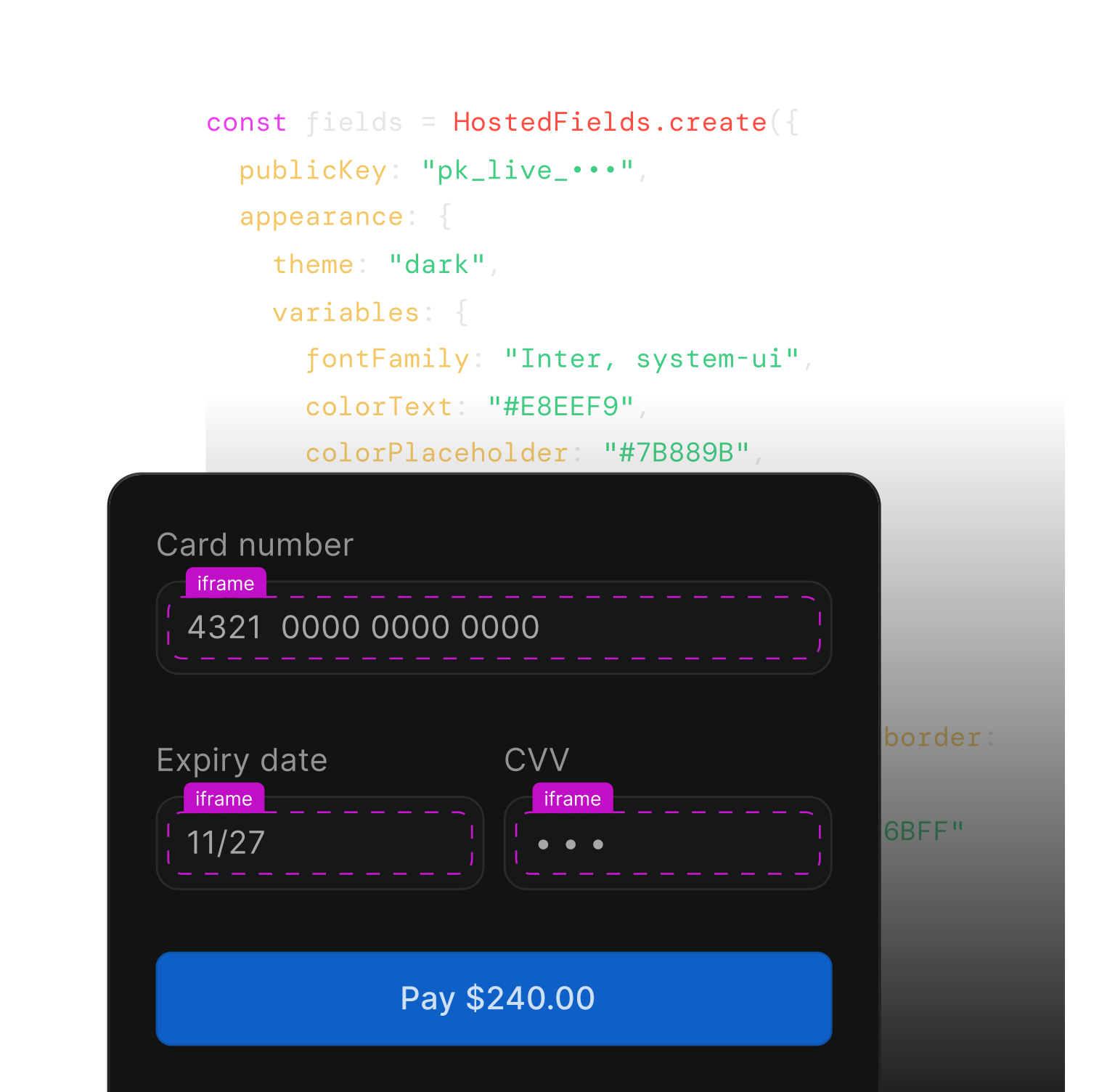 Hosted fields example