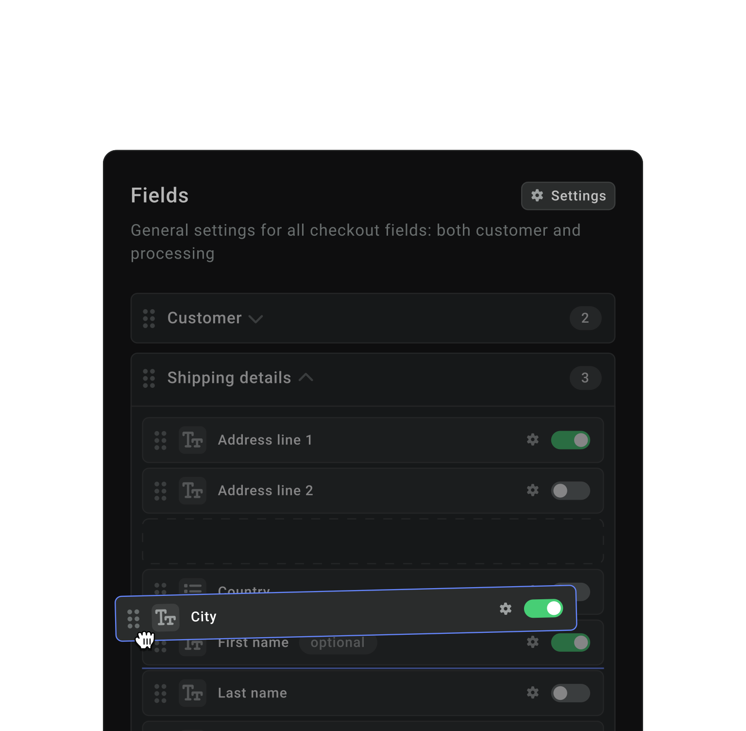 Reorder fields