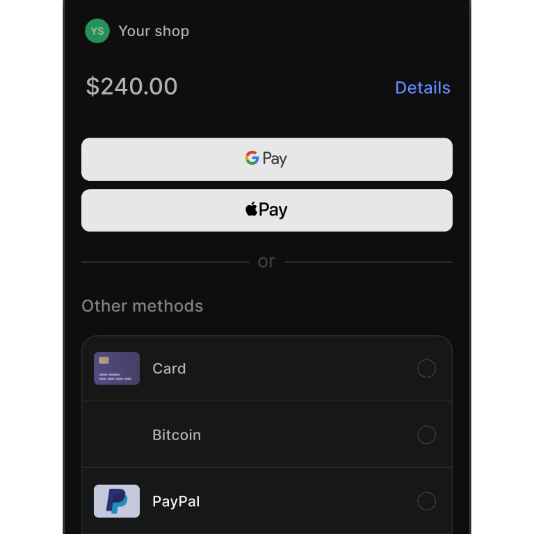Checkout interface