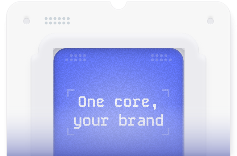 One core, your brand — white-label platform illustration