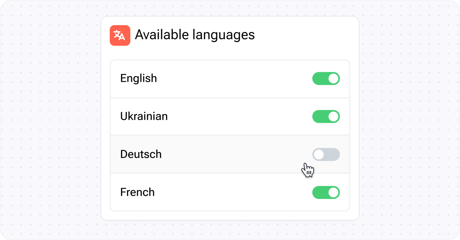 Enable and disable languages