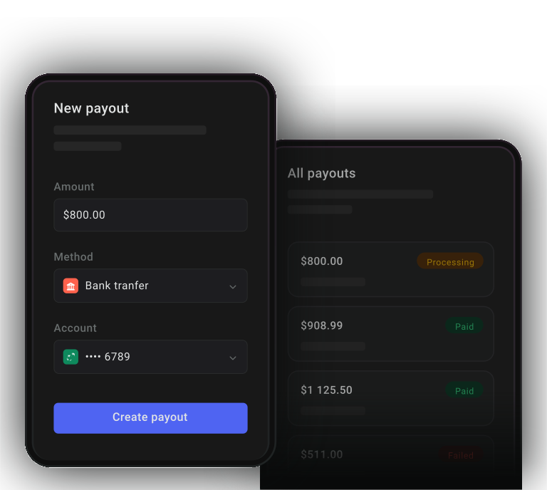 New payout creation