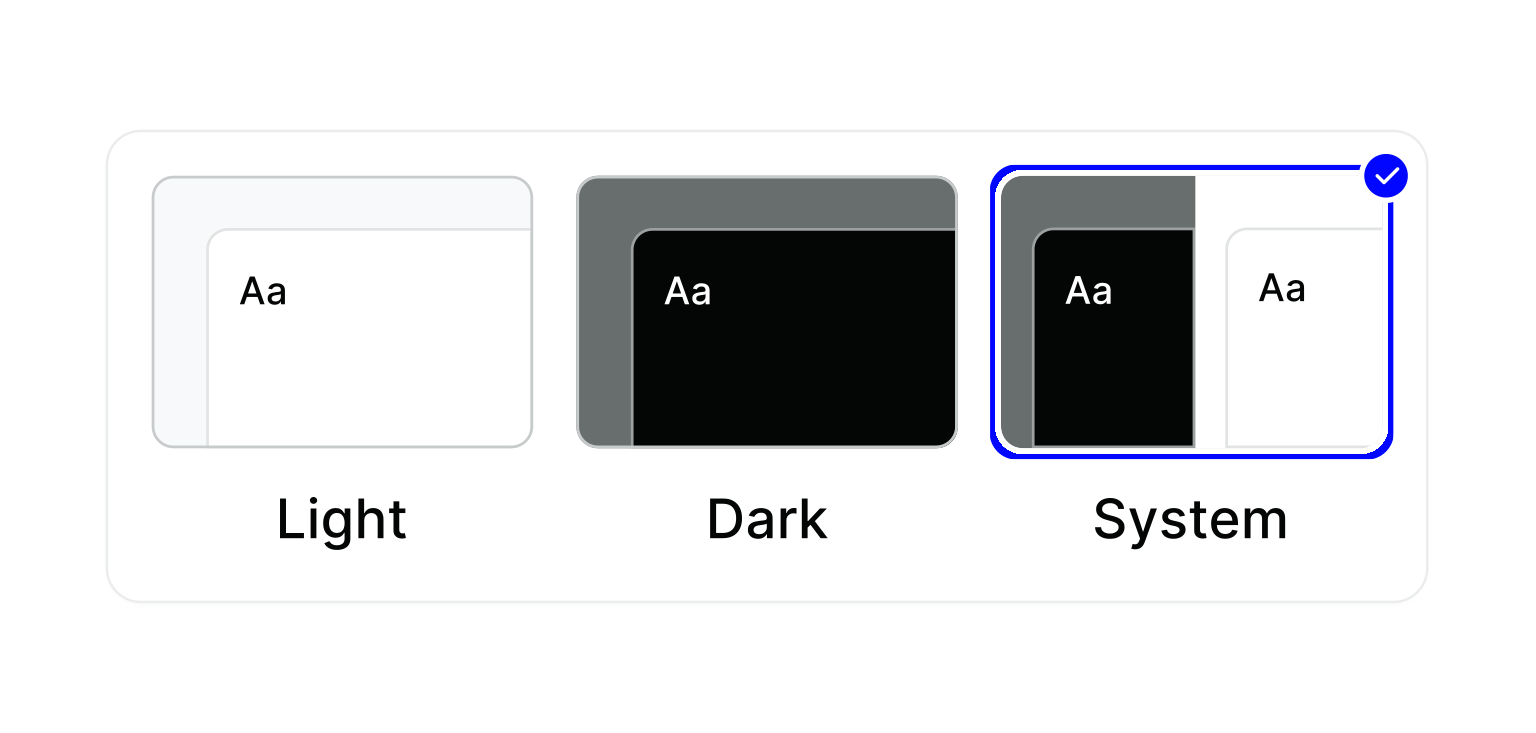 Switch between light/dark/system modes