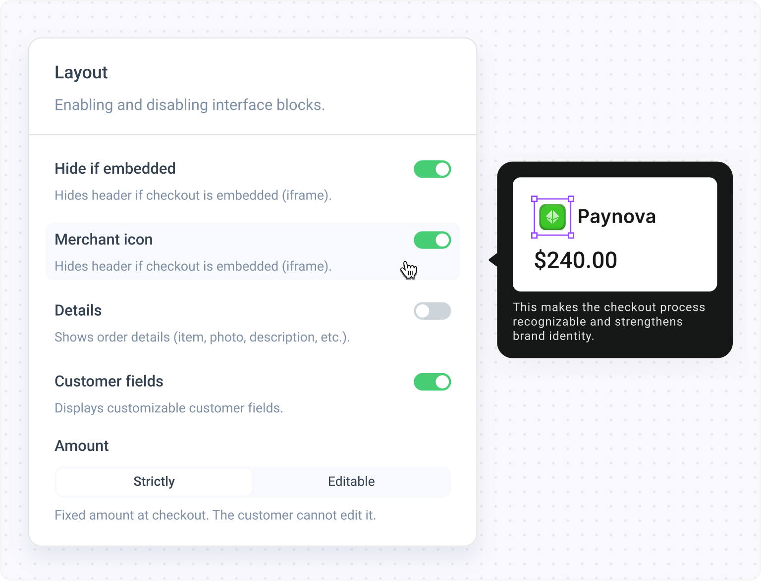 Customizing checkout layout