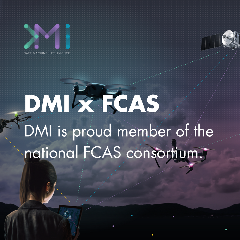Text on Background: DMI x FCAS: DMI is proud partner of the national FCAS consortium