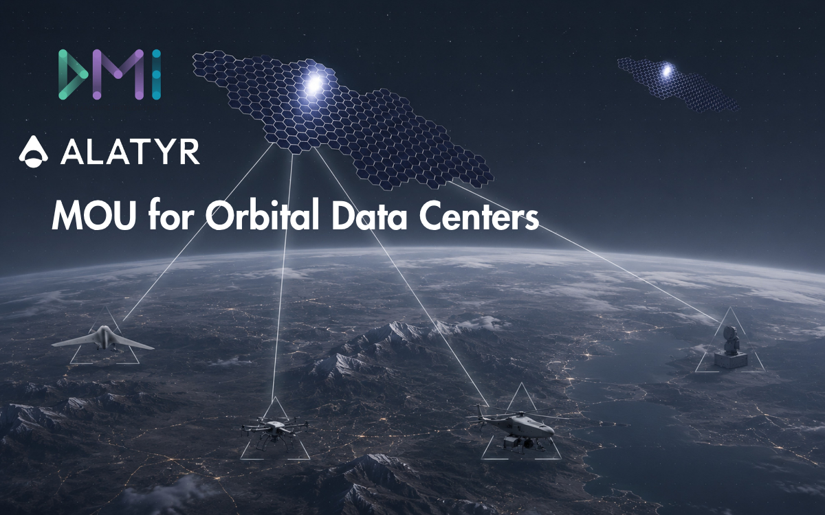 Text tile saying "DMI and Alatyr sign MoU for Orbital Data Centers"