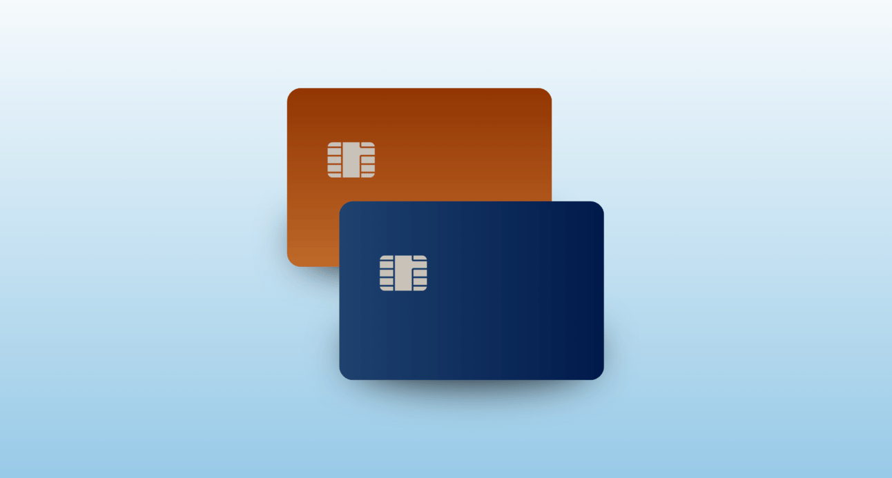 Blue and orange credit cards