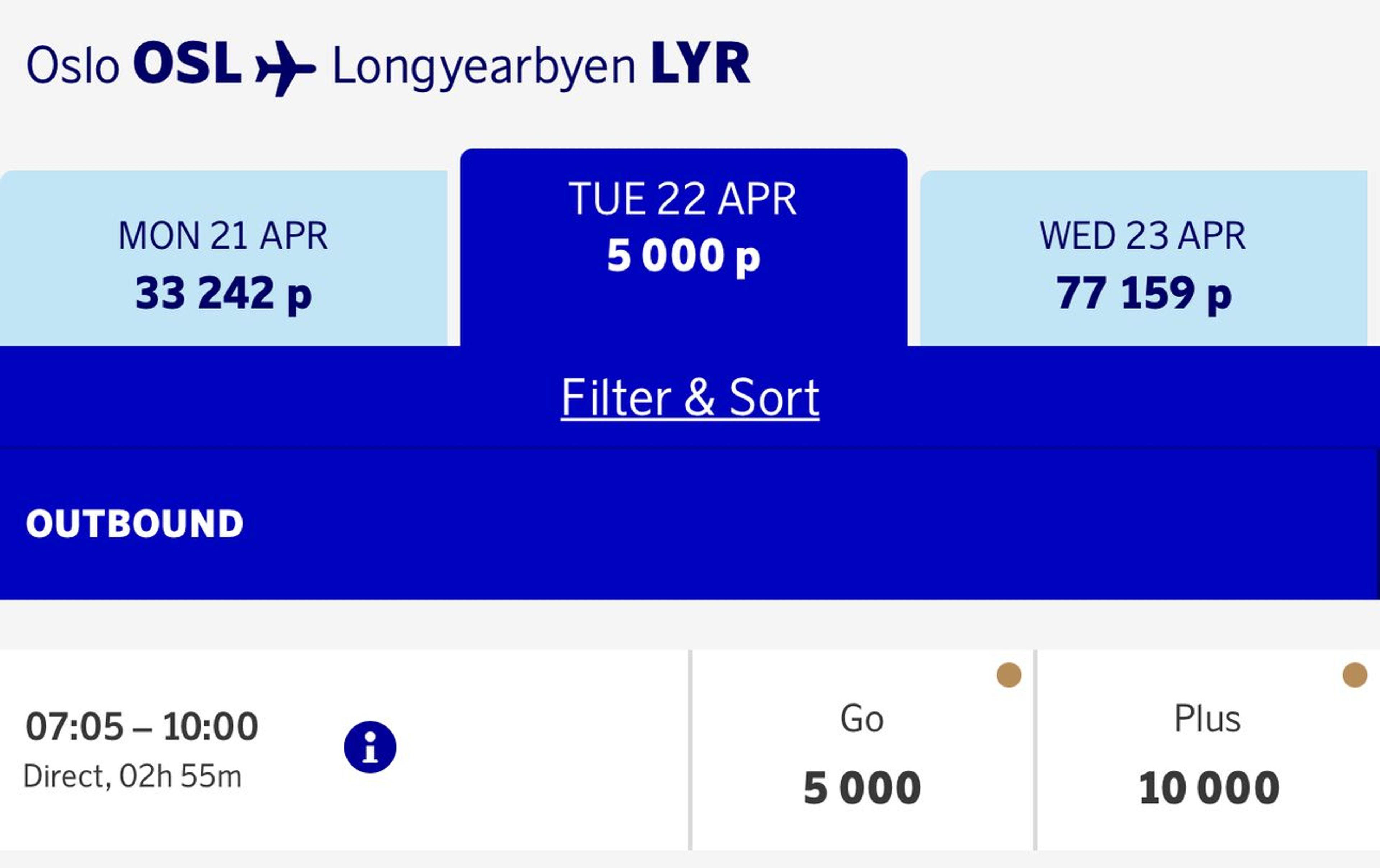 Oslo to Longyearbyen for 5,000 miles