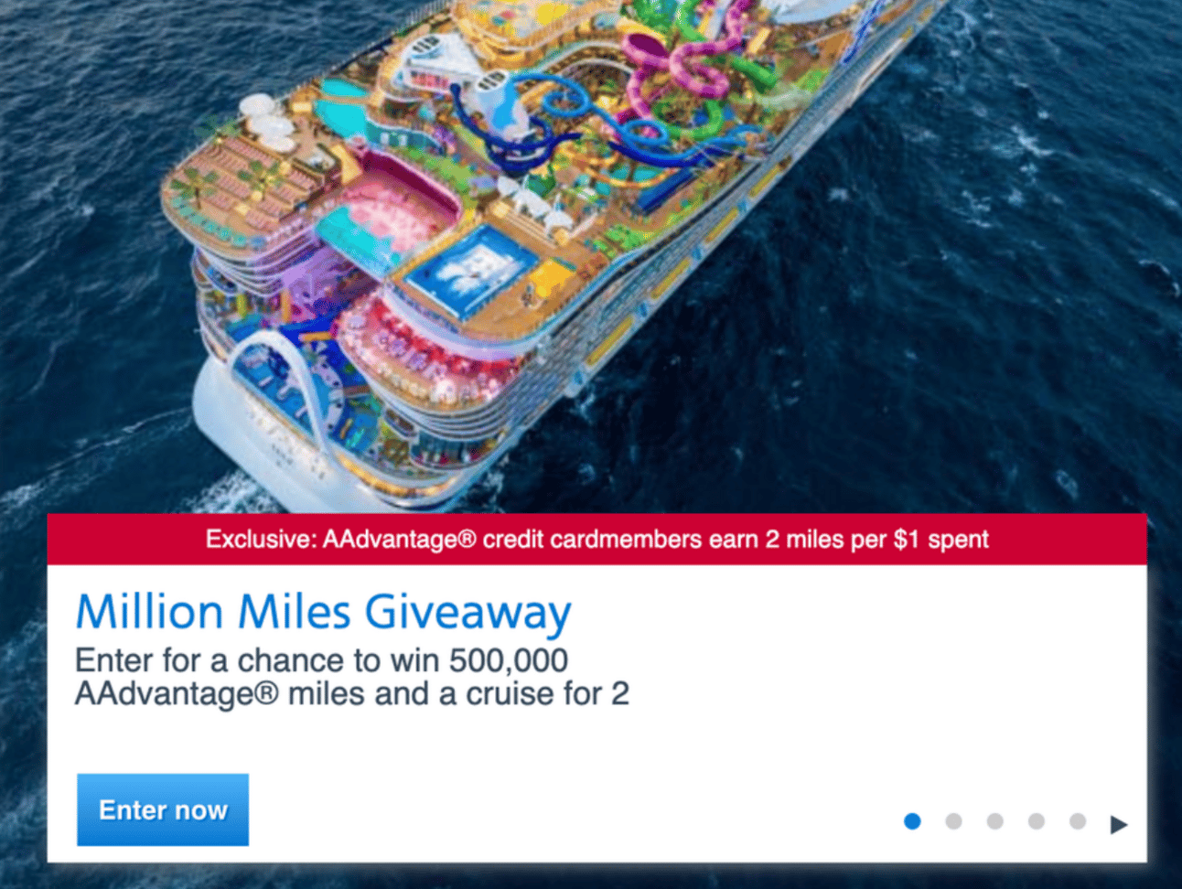 Screenshot of American Airlines Cruises giveaway