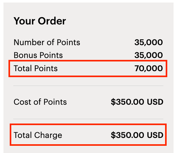 Buying 70,000 points would only cost $350